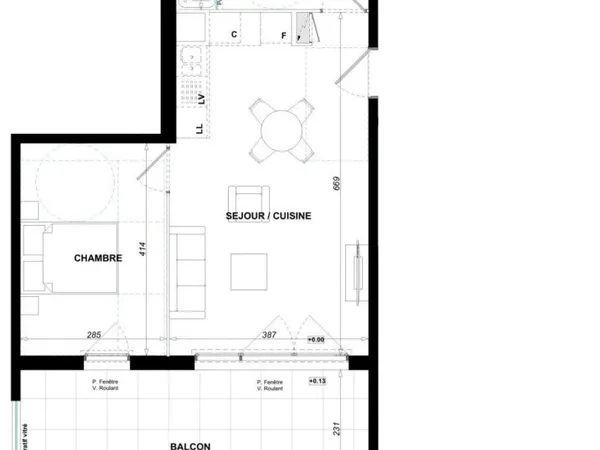 Appartement 2 pièces 43 m²