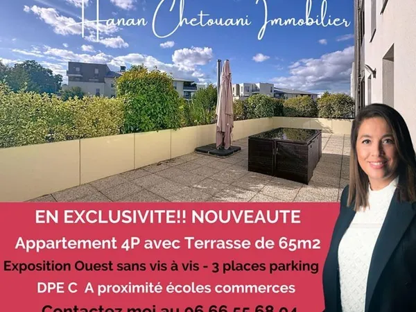 Appartement T4 82 m² avec terrasse exceptionnelle de 65 m²