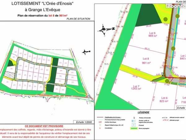 Terrain 961 m2 Macey