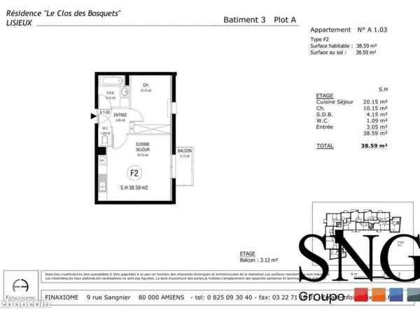 Appartement 2 pièces 39 m²