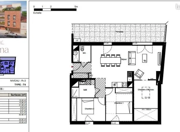 Appartement 4 pièces 82 m²