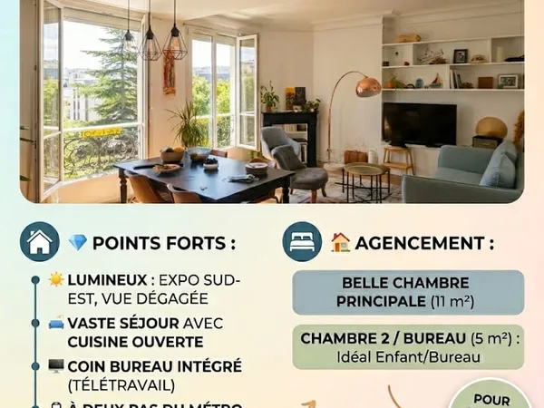 📣Avant Première 📣 Boulogne Marcel Sembat | 3 pièces Meublé | 56m² | 5ème avec ascenseur