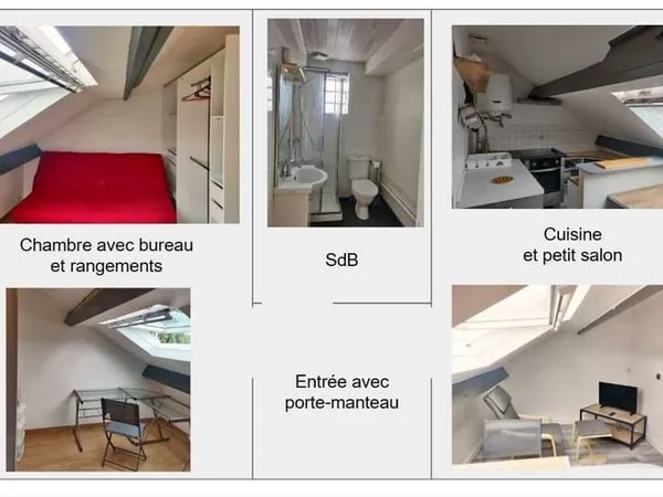 Grand studio meublé lumineux refait à neuf