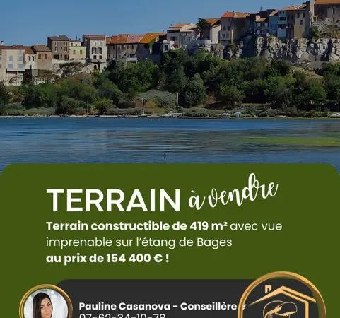 TERRAIN CONSTRUCTIBLE AVEC VUE SUR L'ÉTANG DE BAGES - NARBONNE