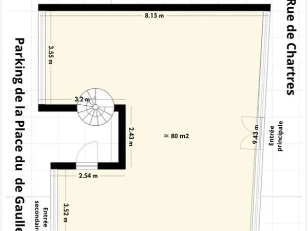 Fonds de commerce 80+37 m² DOURDAN