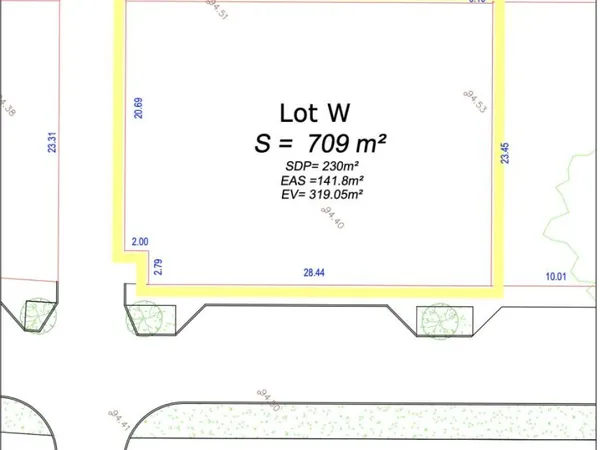 Terrain en individuel 709 m²