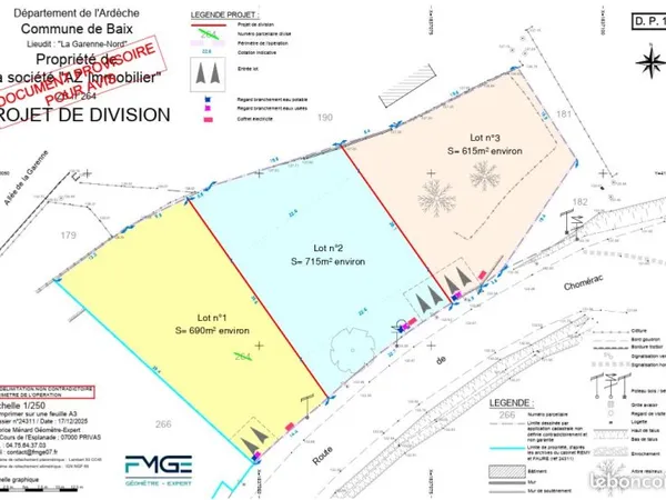 Terrain constructible 615m² BAIX