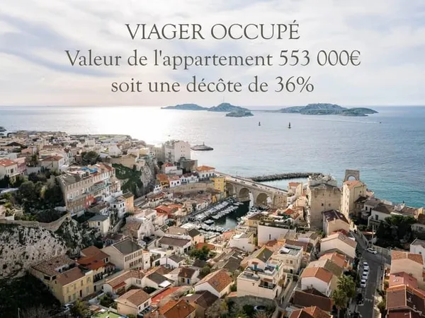 VALLON DES AUFFES - VIAGER OCCUPÉ - T3/4 vue panoramique mer et ville