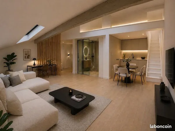 T2 rénové • Croix-Rousse • Dernier étage • Esprit loft avec mezzanine • Vue dégagée