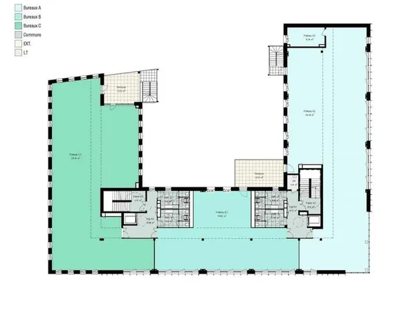 Bureaux 3 pièces 1075 m²