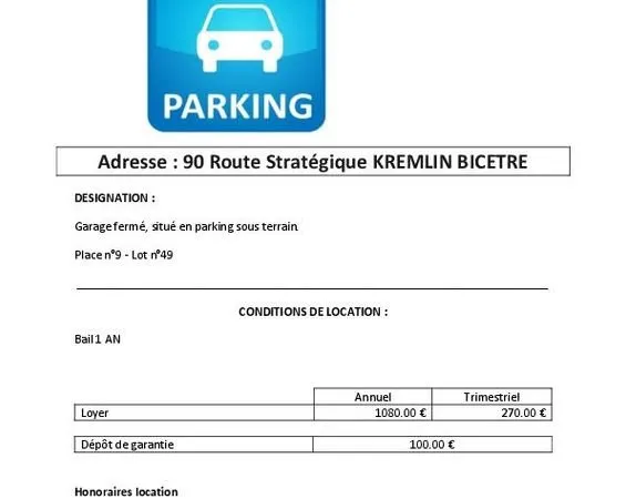 GARAGE fermé — KREMLIN-BICÊTRE