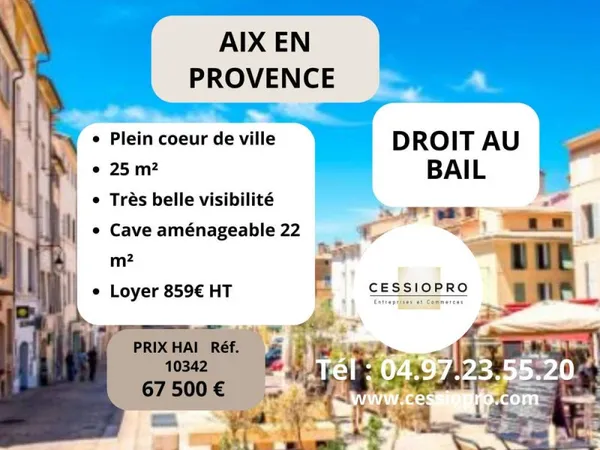 Droit au bail à vendre Local commercial d'angle en plein coeur d'Aix-en-Provence