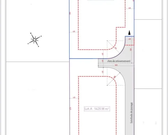 Terrain 4 faces constructible et viabilisé LOT B de 1146m2