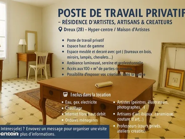 💼 Poste de Travail Privatif - Résidence d'Artistes, Artisans & Créateurs