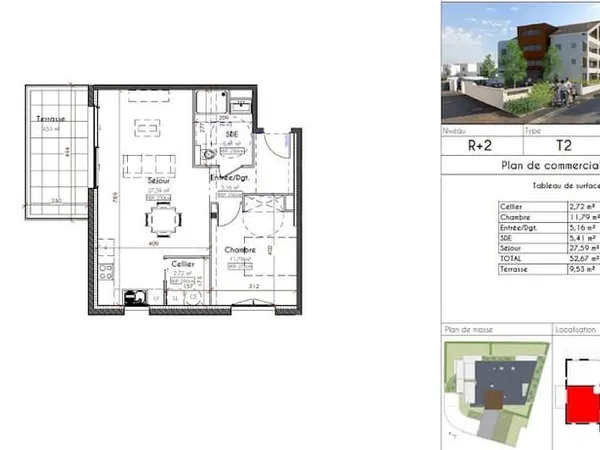 Appartement 2 pièces 53 m²