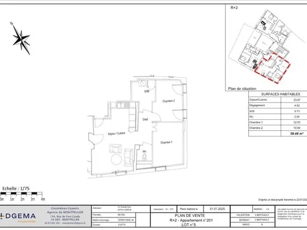 Appartement 3 pièces 58 m²