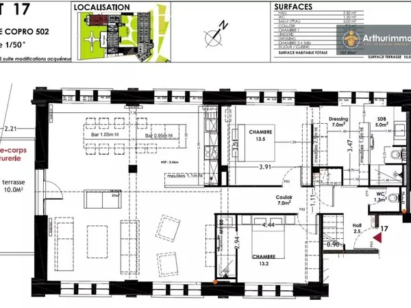 Appartement 3 pièces 107 m²