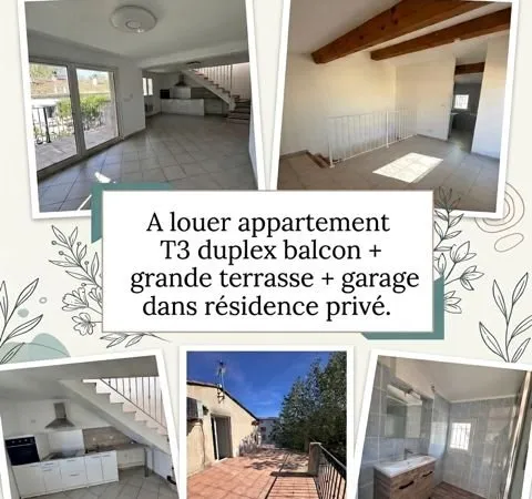 Ppartement T3 en duplex 60m² - Terrasse 20m² & Garage - Résidence Privée Marignane