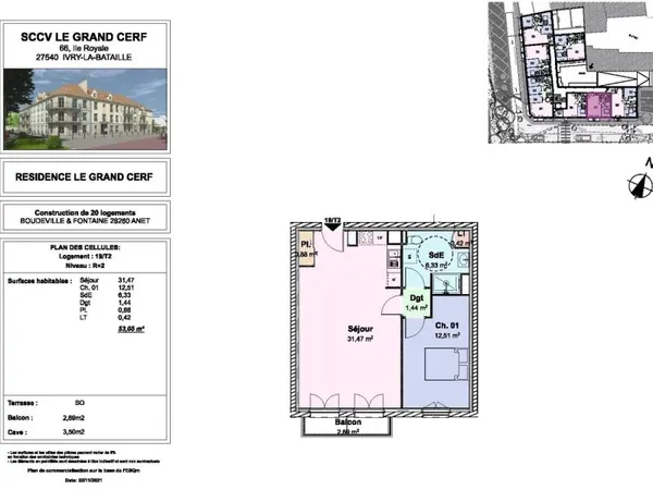 Appartement 2 pièces 53 m²