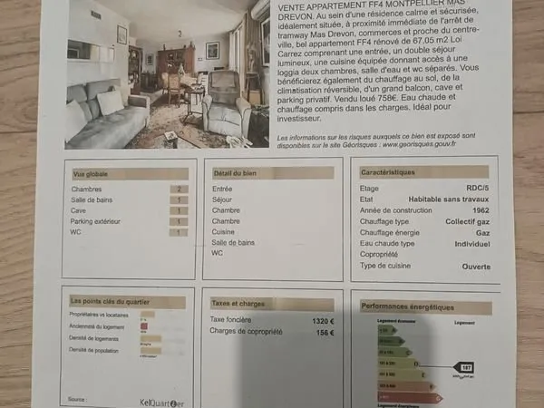 À vendre appartement 4 pièces avec emplacement de parking et une cave