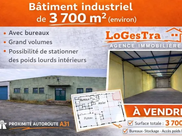 Bâtiment industriel 3700m2, Proximité immédiate A31