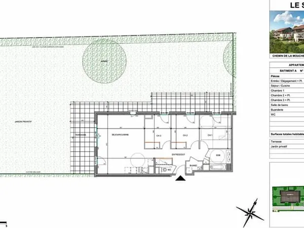 Appartement 4 pièce(s) 80,04 m2 avec JARDIN + Terrasse + GARAGE DOUBLE