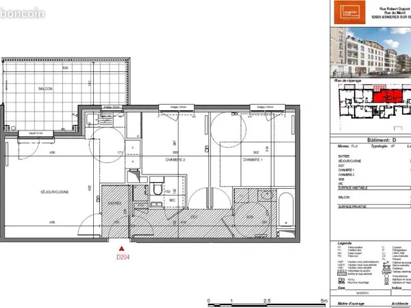 Appartement 3 pièces 59 m² + Terrasse 12 m²