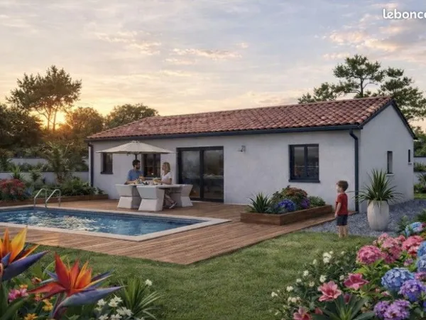 Terrain viabilisé 300 m² avec maison neuve 2 chambres à Poussan proche plages et commodités - idéal 
