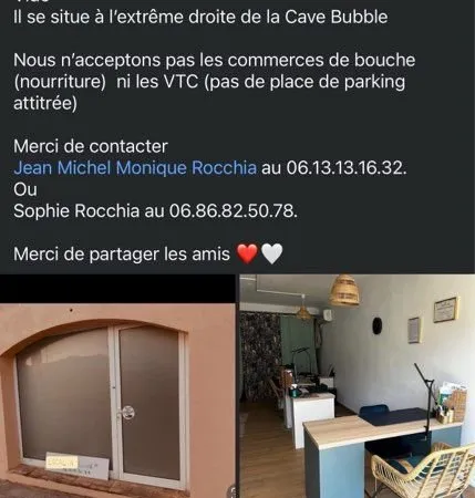 Loue local commercial 35 m2