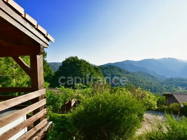 Dpt Corse (20), à vendre EVISA, ensemble de six chalets en bois avec terrasse, sur terrain avec pisc