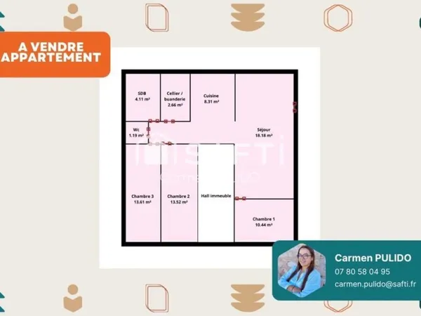 Appartement de type T4 en rez-de-chaussée : proche de toutes les commodités à pieds.