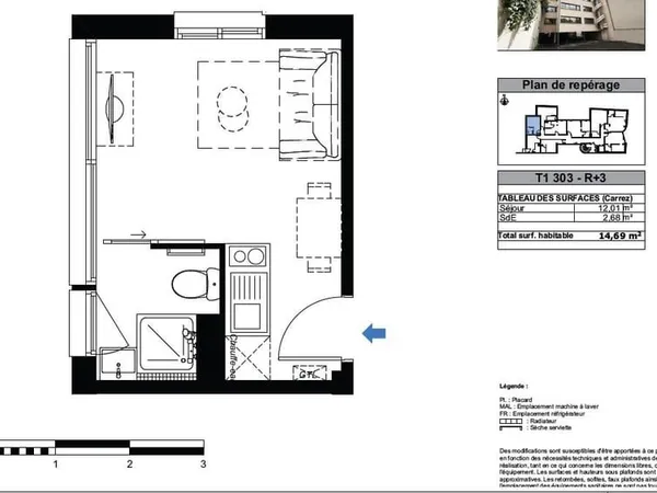 Appartement 1 pièce 14 m²