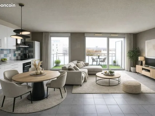 T3 avec terrasse à proximité de la rue chevreul dans une résidence de 2015