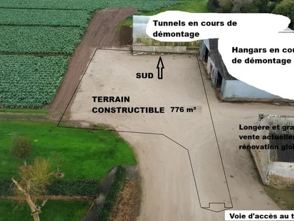 A vendre Terrain constructible Cleder 785 m2