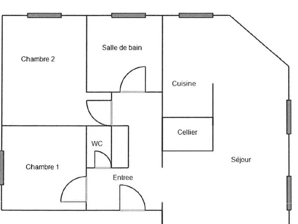 3 pièces / 58 m2 à louer
