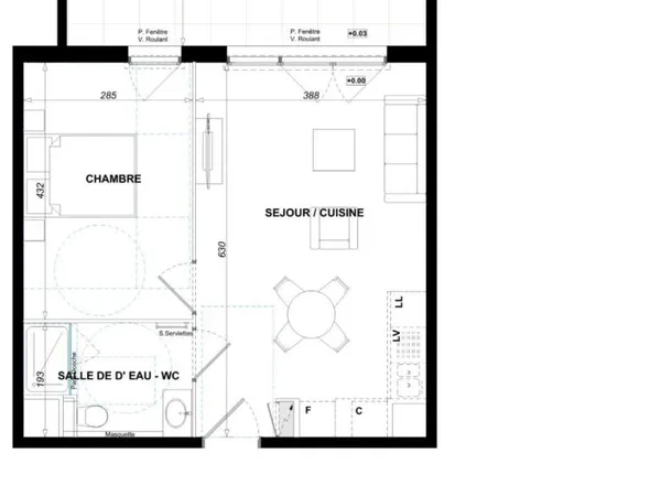 Appartement 2 pièces 41 m²