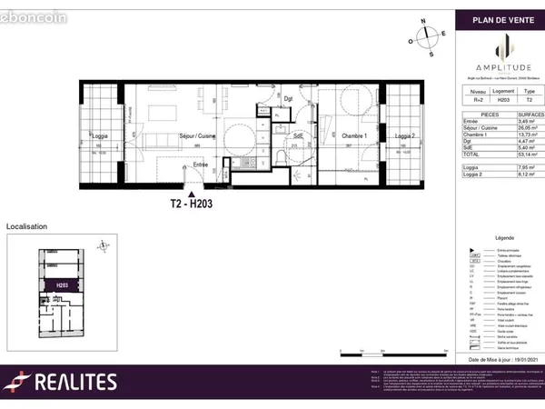 Appartement 2 pièces 53 m²