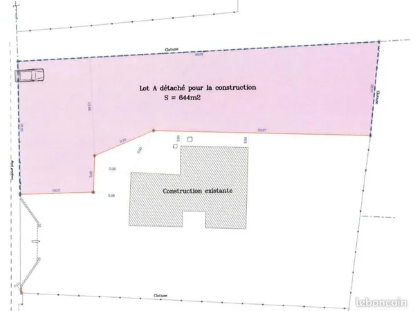 Terrain constructible 644 m2