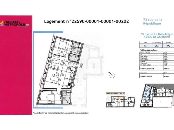 Appartement 3 pièces 70 m²