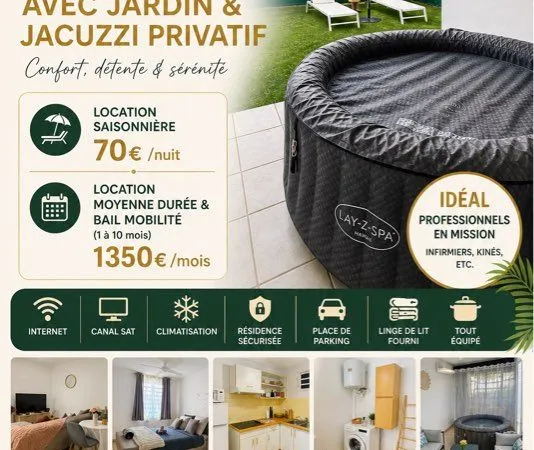 F2 meublé 58m² avec jardin & jacuzzi - tout compris - Le Robert - 1350