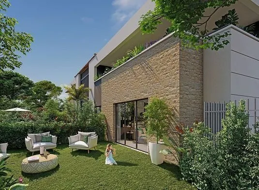 superbe T4 de 105 m² en REZ DE JARDIN ET VUE MER