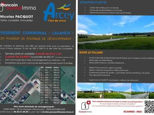 Terrain 754 m² ARCEY