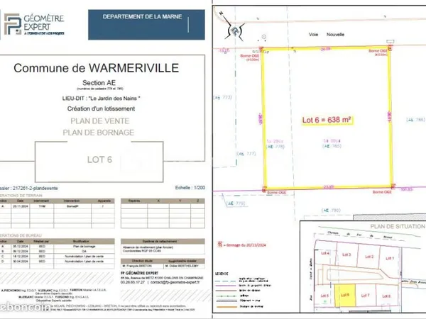 Terrain 638 m² Warmeriville