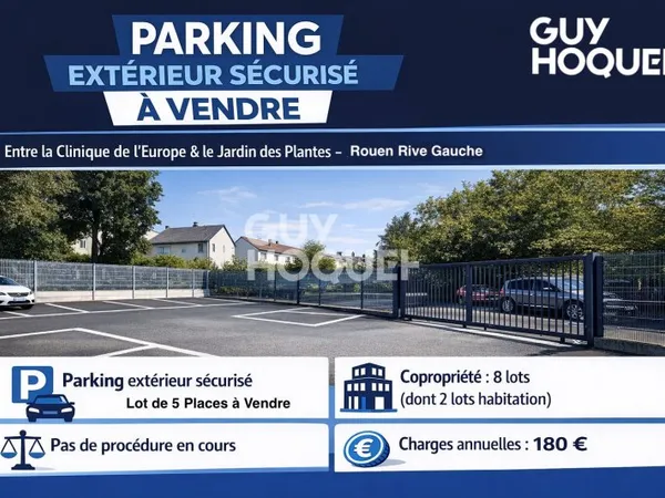Lot de 5 places de parking extérieur sécurisé à vendre ? Rouen Rive Gauche