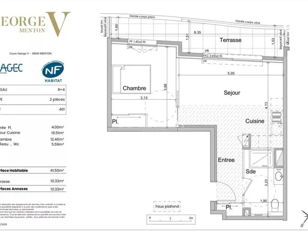 Appartement deux pièces en cours de réalisation - Programme George V, centre de Menton