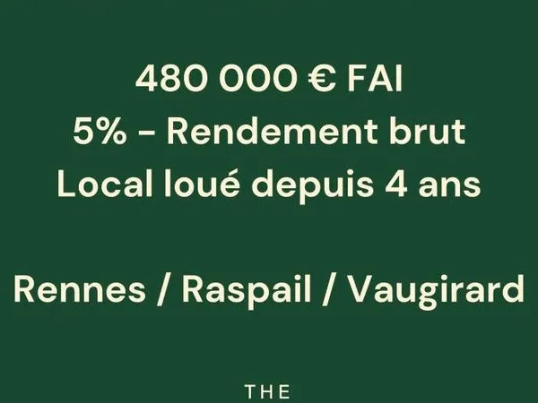 Local commercial déjà loué — Raspail / Rennes, Paris 6e, rendement brut 5 %