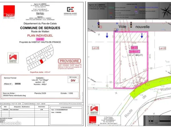 Terrain 416 m² Saint Omer