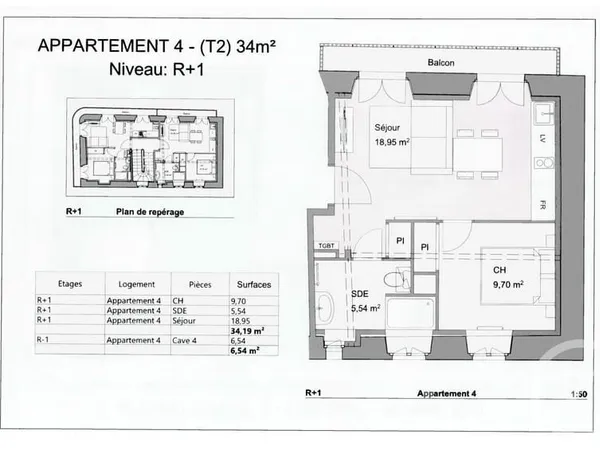 Appartement 2 pièces 34 m²