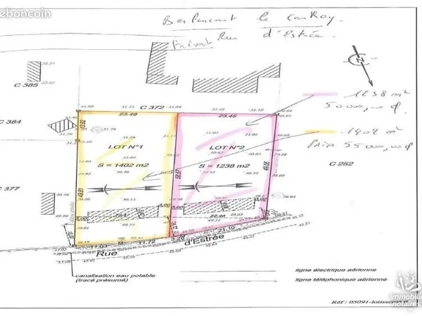 Terrain 1238 m² BERLENCOURT LE CAUROY