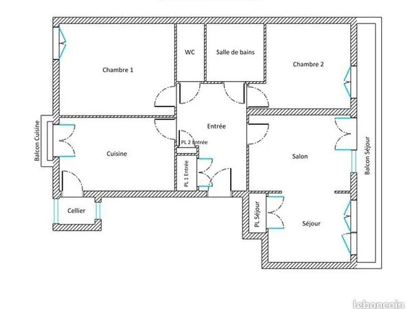 T3 76 m² 2 chambres avec garage et cave
